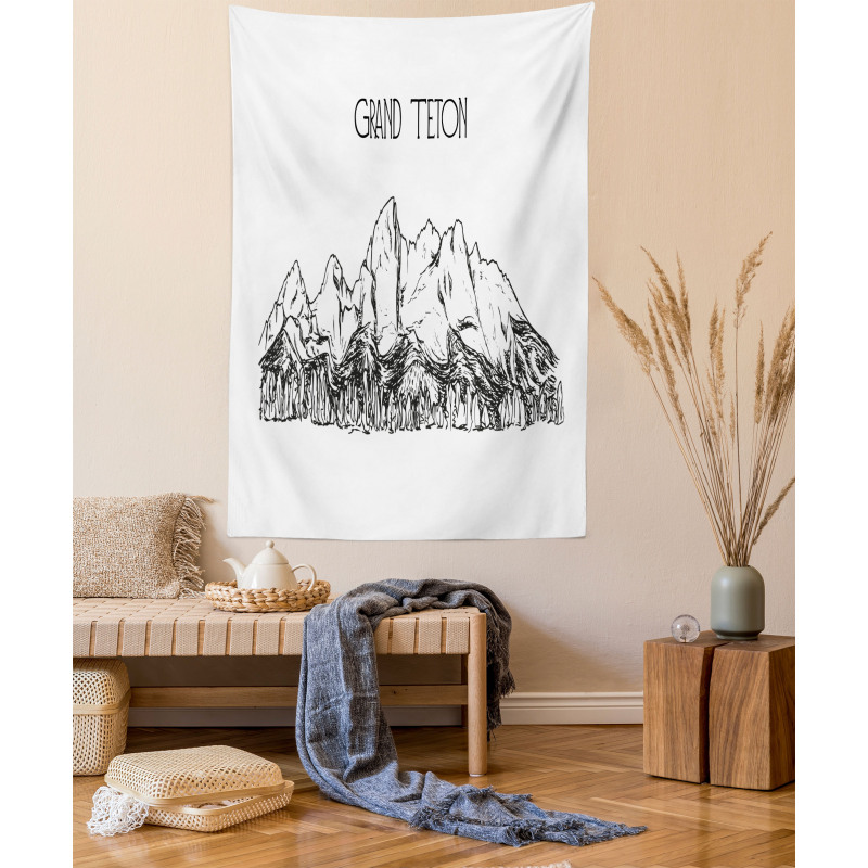 Simple Sketch Grand Teton Tapestry