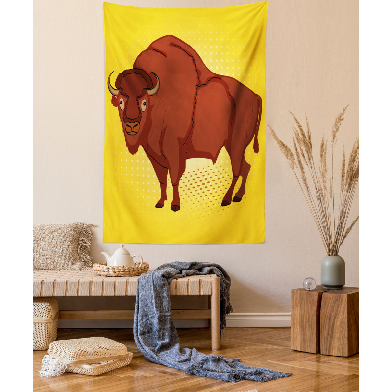 Comic Book Drawn Bison Tapestry