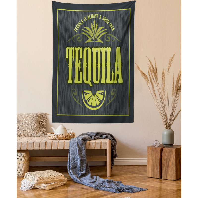 Vintage Alcohol Themed Text Tapestry