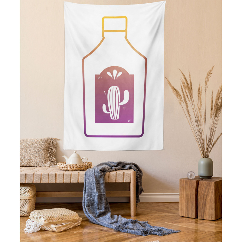 Ombre Outline Bottle Cactus Tapestry