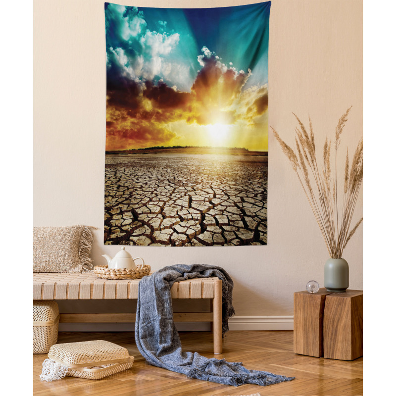 Sunset Cracked Earth Tapestry