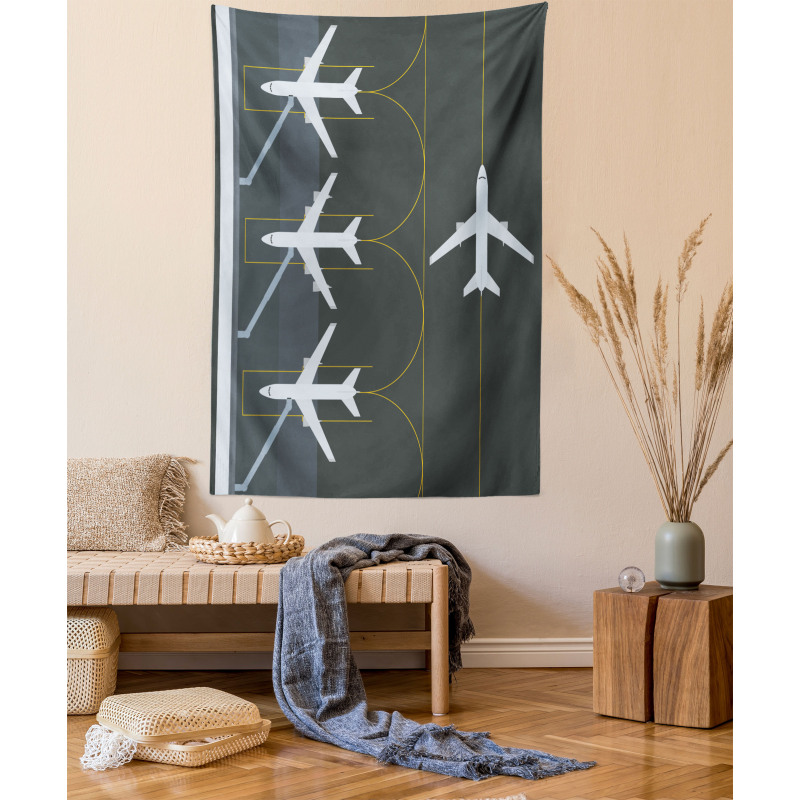 Landed Parked Airplanes Tapestry