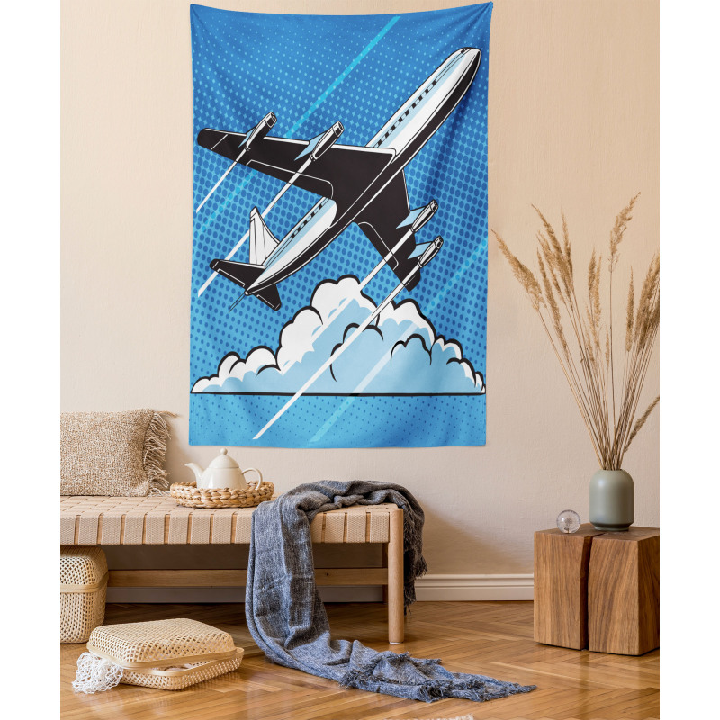 Pop Art Take Off Plane Dots Tapestry