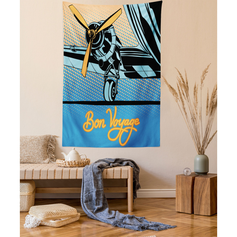 Retro Plane with Propeller Tapestry