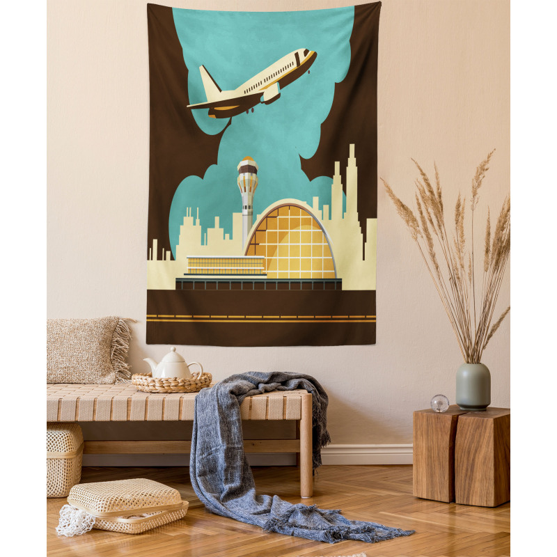 Airfield Plane and City Tapestry