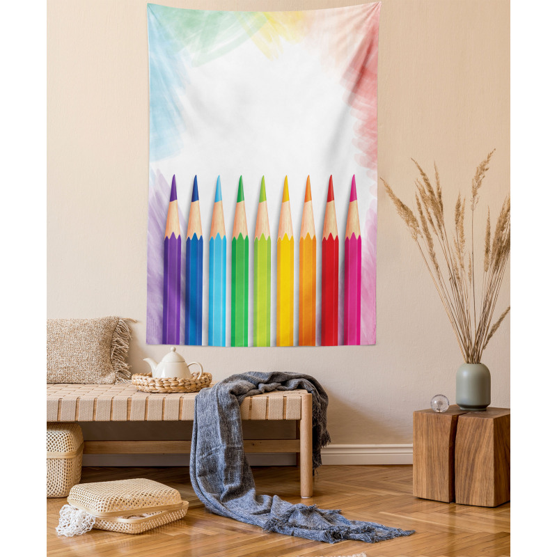 Realistic Colorful Pencils Tapestry