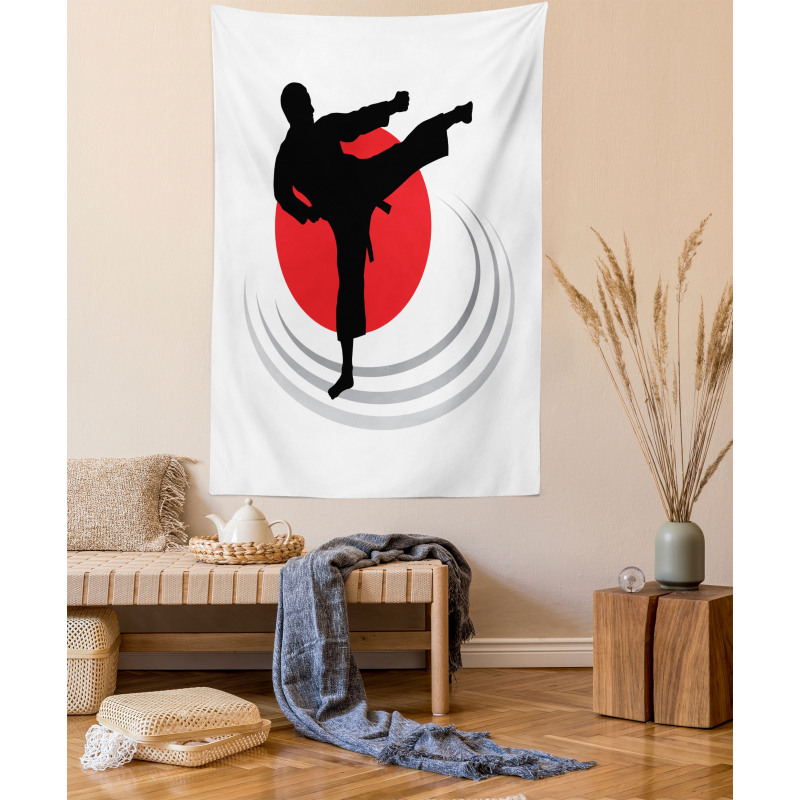 Man Karate Kick Silhouette Tapestry