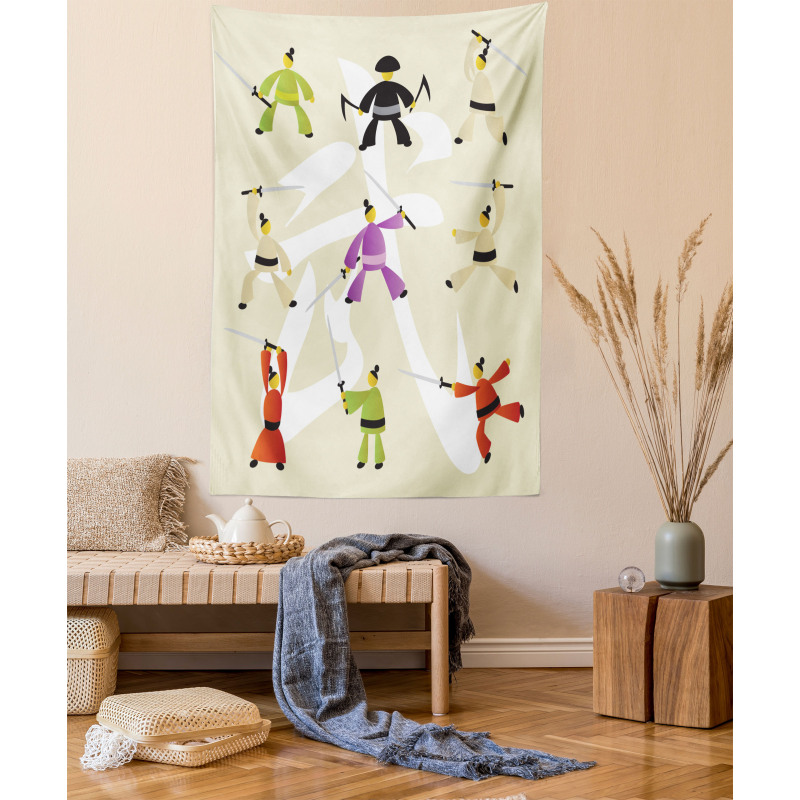 Japanese Martial Art Icons Tapestry