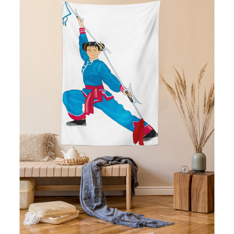 Cartoon Girl in Folk Clothe Tapestry