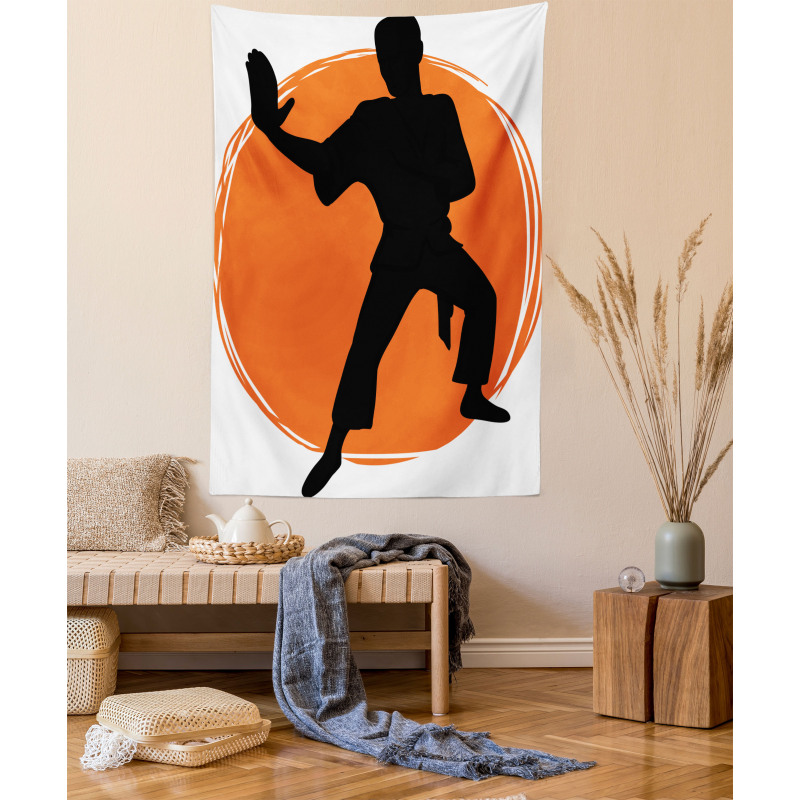 Karate Pose Man in Uniforms Tapestry