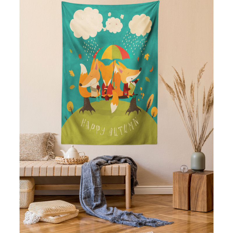 Foxes Umbrella Tapestry