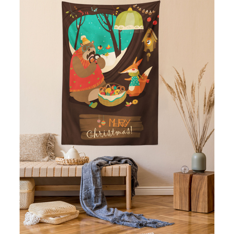 Bear and Fox Xmas Tapestry