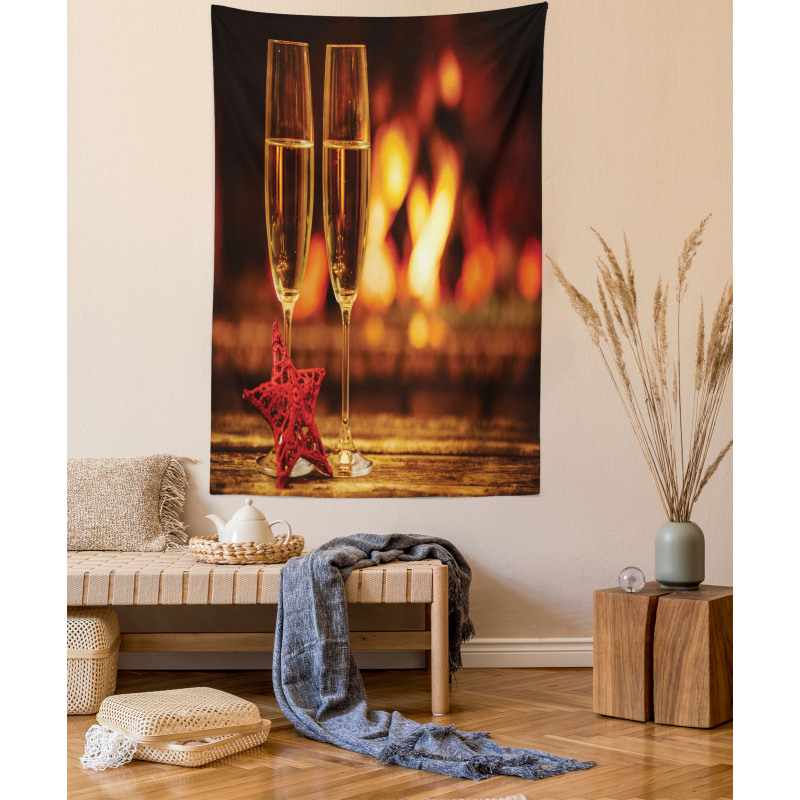 Romantic Champagne Glass Tapestry