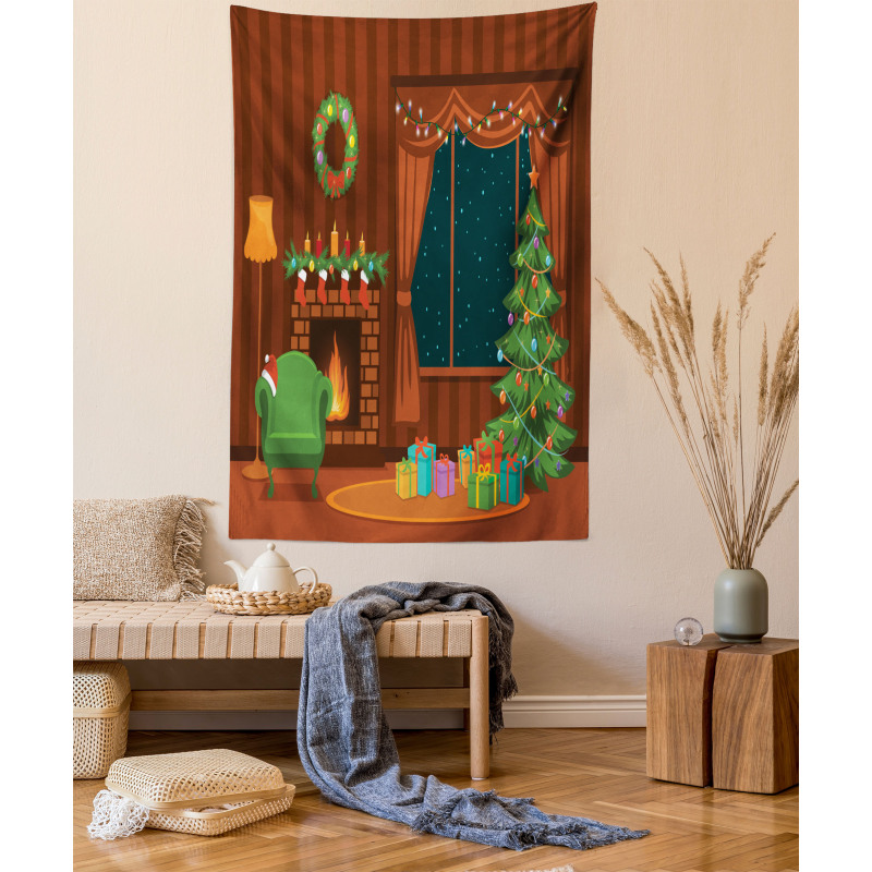 Cartoon Christmas Room Tapestry