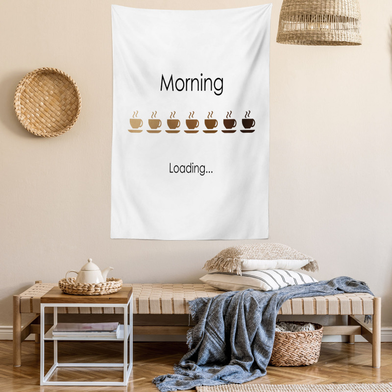 Morning Loading Coffee Cups Tapestry