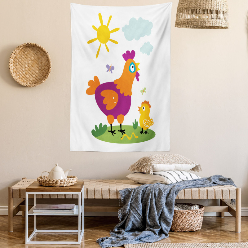 Chicken Baby Cartoon Tapestry