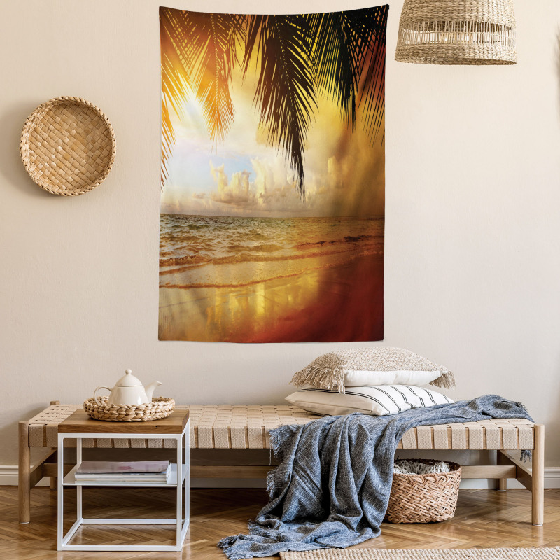 Sunset Caribbean Palms Tapestry