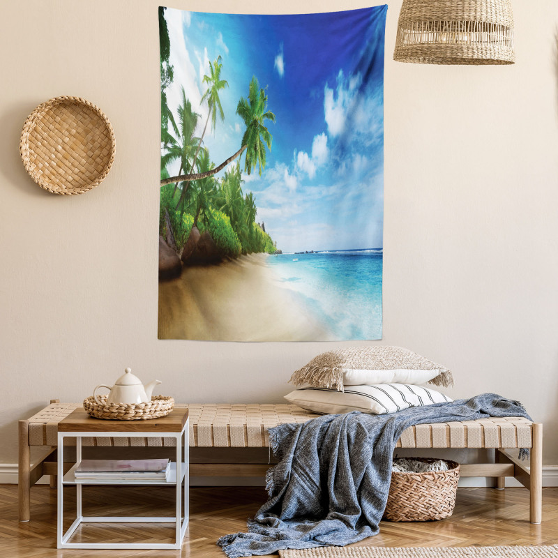 Beach Sunset and Waves Tapestry