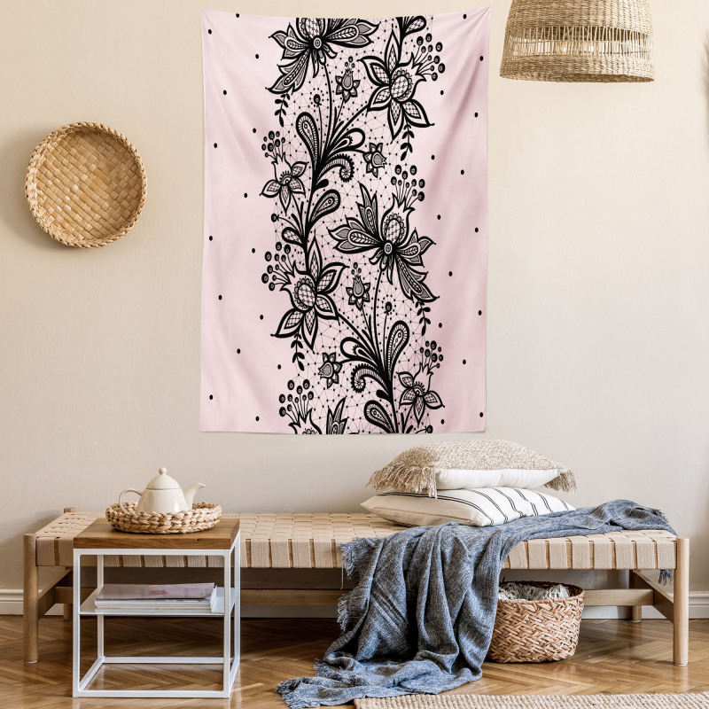 Botanical Lace Look Motif Tapestry