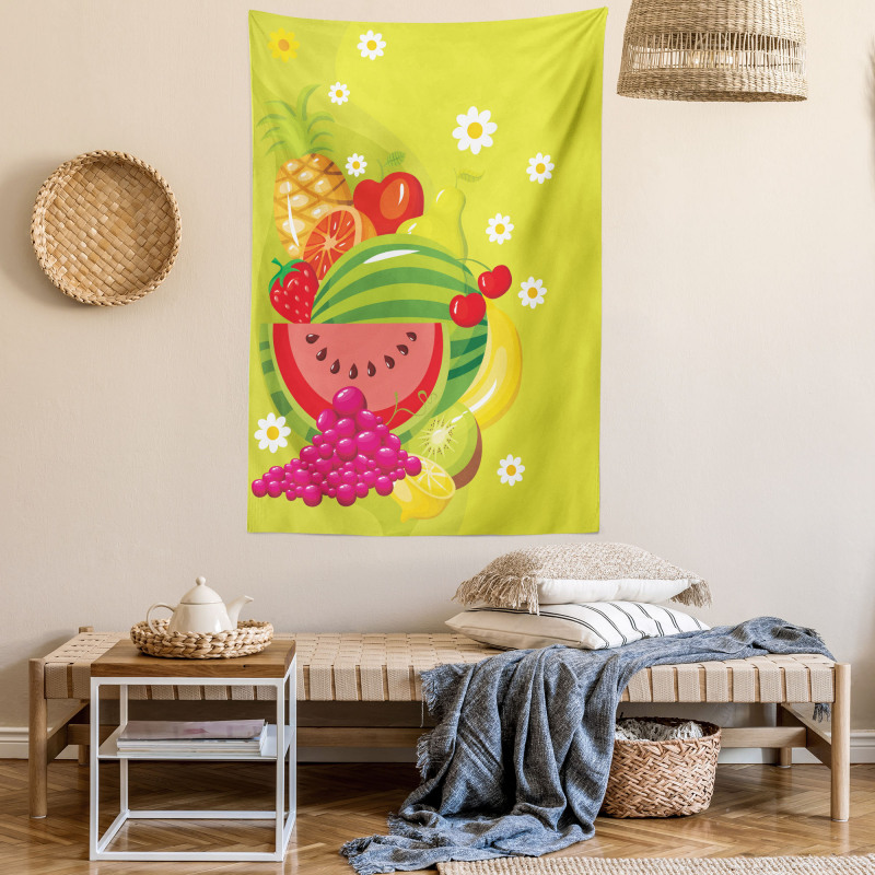 Cartoon Natural Food Daisies Tapestry