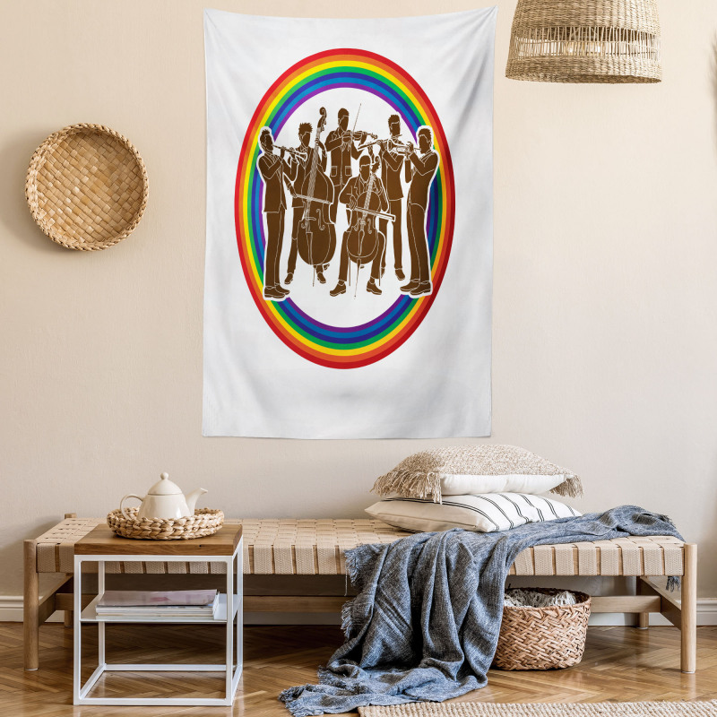 Musicians in Rainbow Circle Tapestry