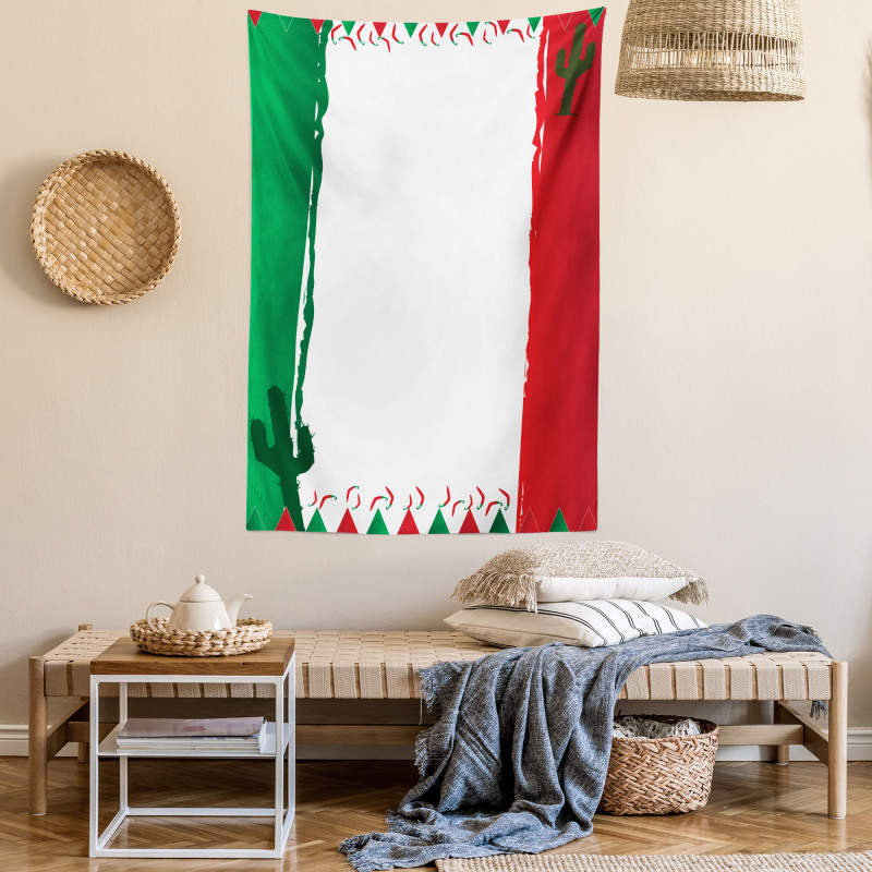 Mexican Colors Flags Cacti Tapestry