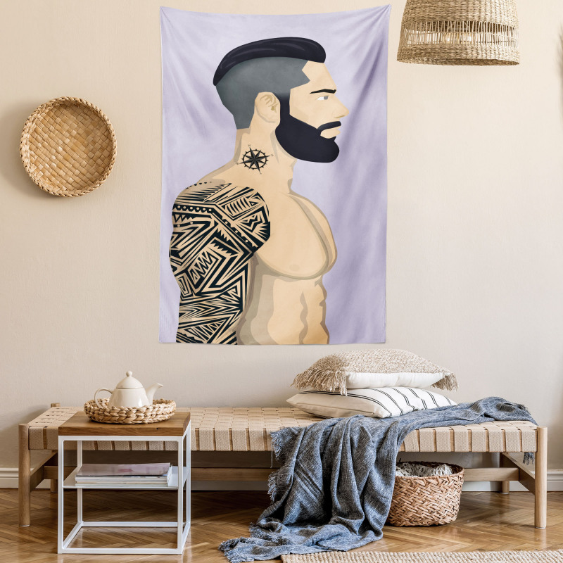 Muscular Boy with Tattoos Tapestry