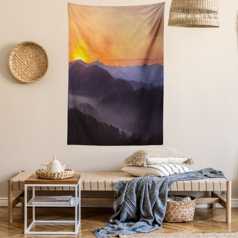 Dawn on Misty Mountains Tapestry