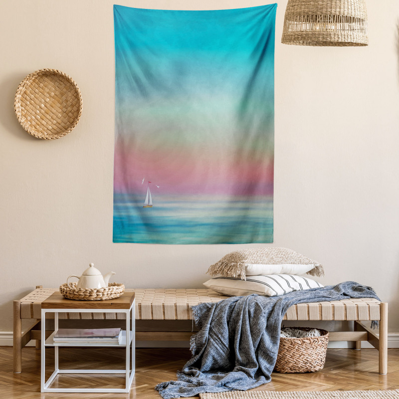 Ombre Calm Sea Tides Artwork Tapestry