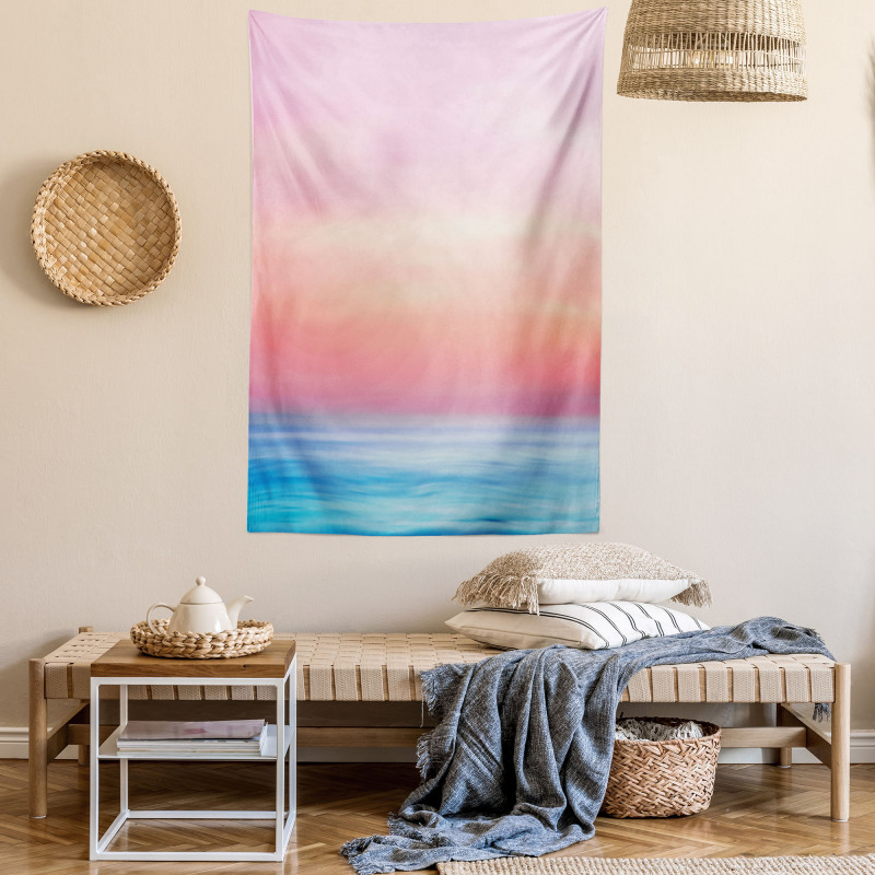 Ombre Sunset Calm Ocean View Tapestry