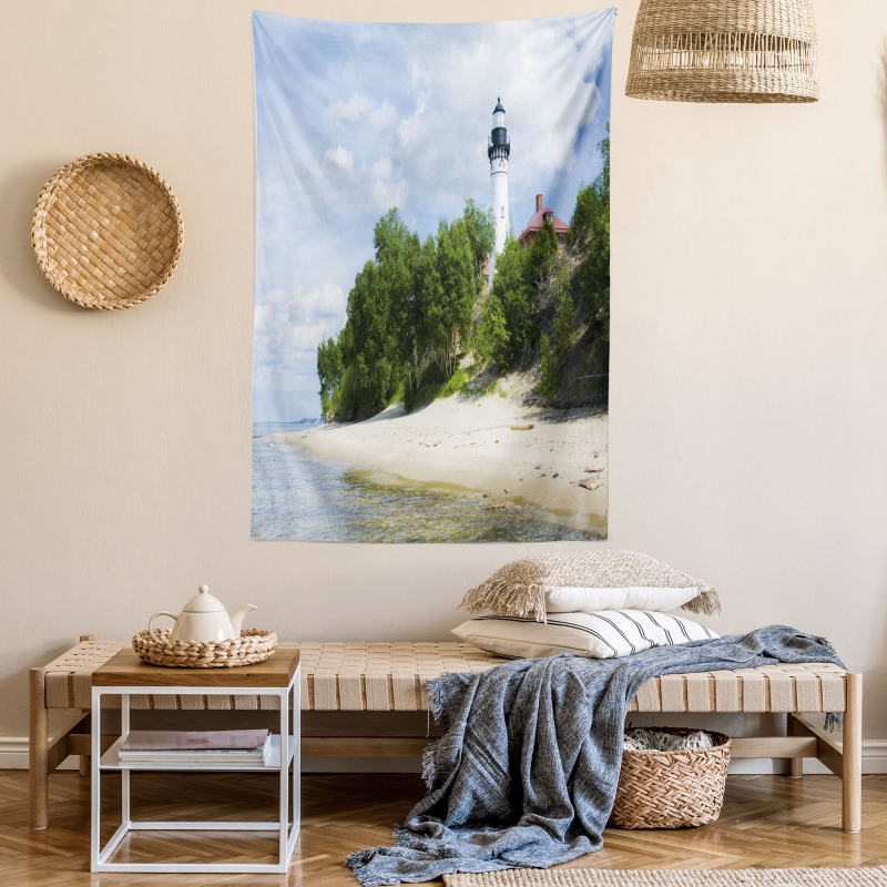 Lighthouse at Beach Tapestry