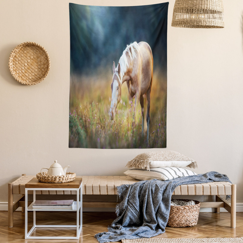 Palomino Horse Grazing Tapestry