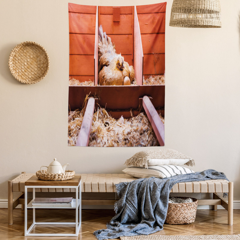 Hen in Cage with Eggs Tapestry