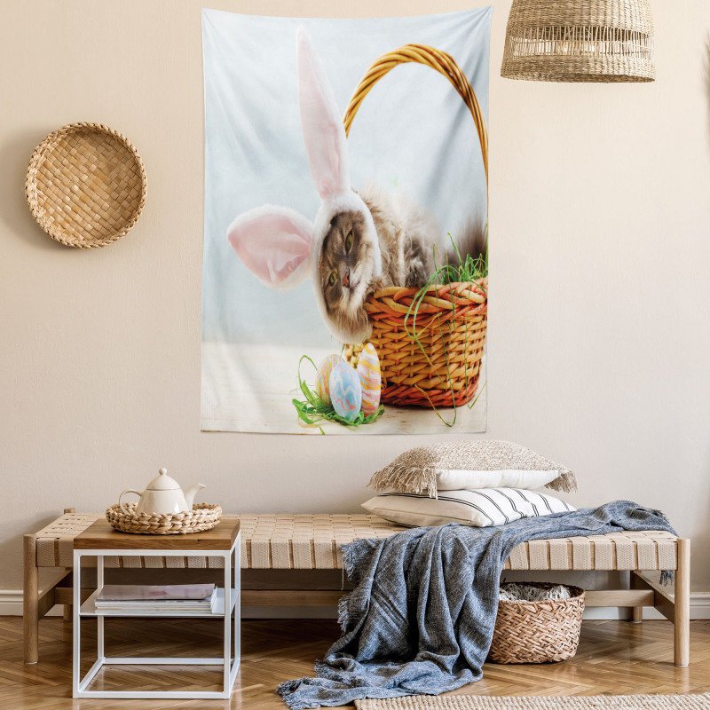 Cat as Easter Rabbit Tapestry