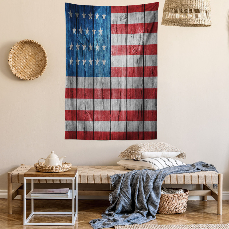 Worn Style American Flag Tapestry