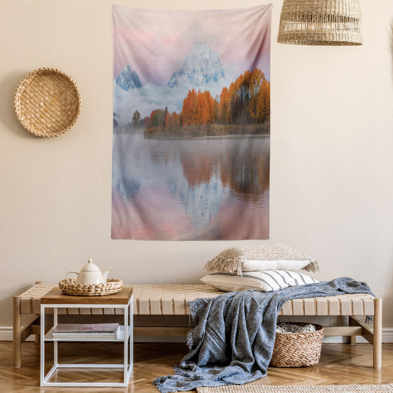 Outdoorsy Pink Sky Forest Tapestry