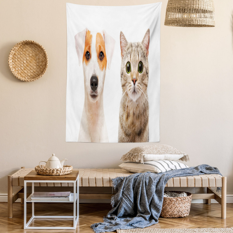 Portraits of Dog and Cat Tapestry