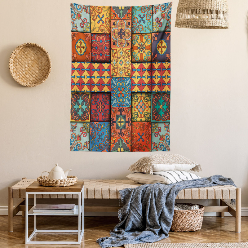 Azulejo Tile Squares Art Tapestry