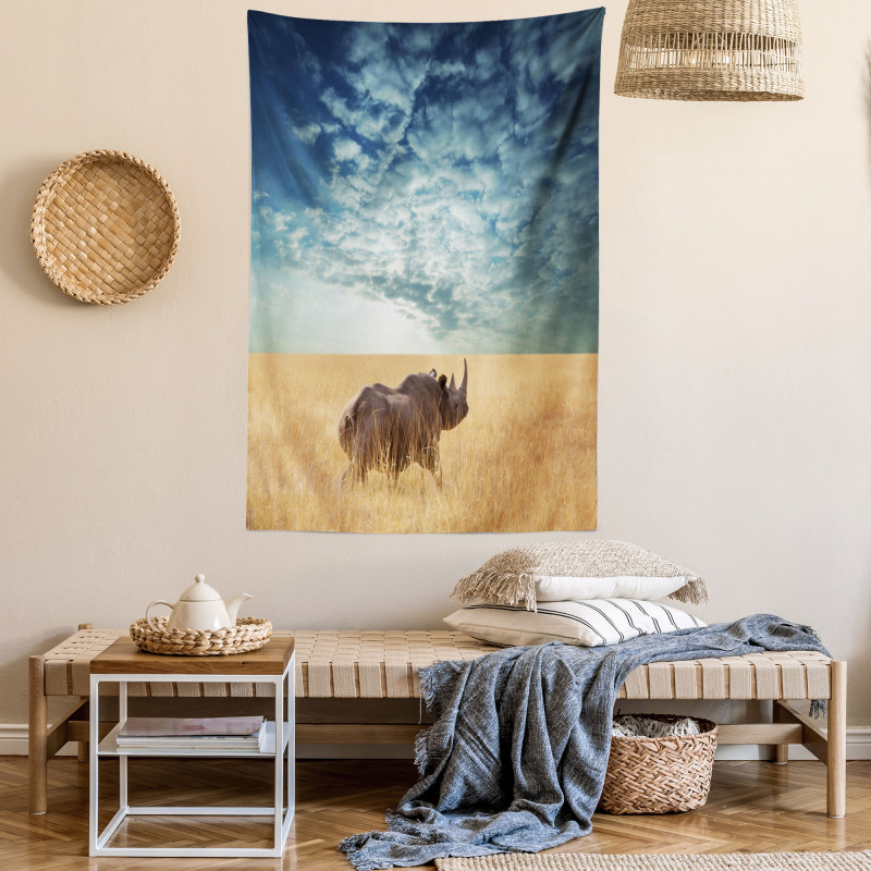 Rhino Dramatic Cloudy Sky Tapestry