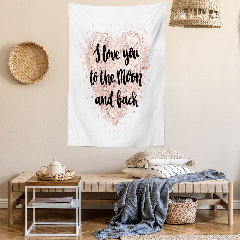 Love Words on Dotwork Heart Tapestry