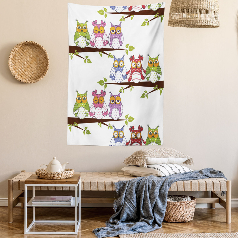 Birds on Tree Branches Tapestry