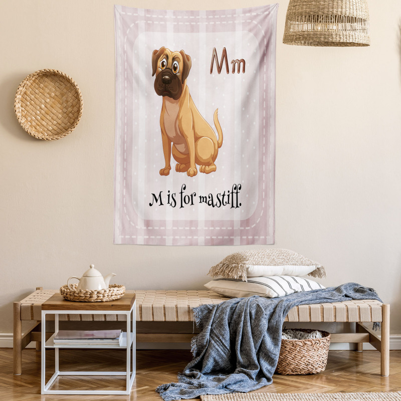 Cartoon English Mastiff Tapestry