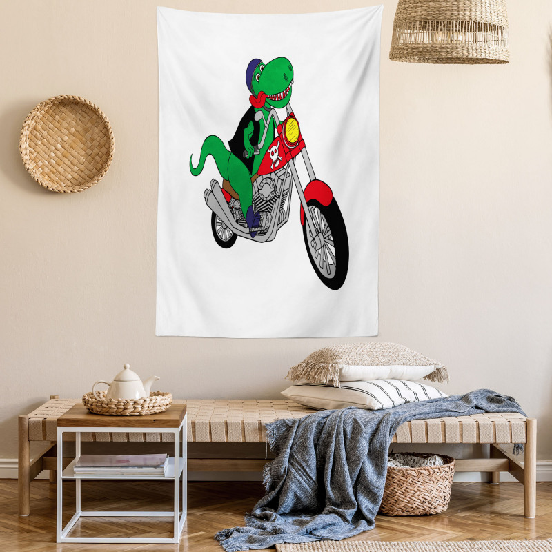 Funny Rider T-rex Tapestry