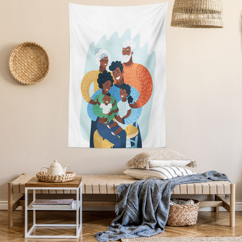 Happy Family Scene Tapestry