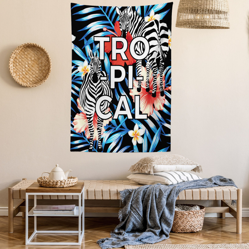 Zebra Hibiscus Blooms Art Tapestry