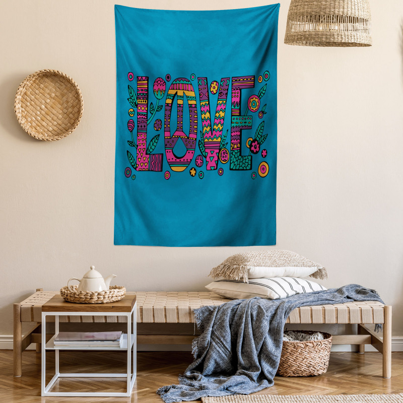 Love Wording in Hip Style Tapestry