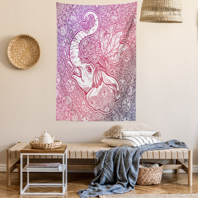 Eastern Elephant Zentangle Tapestry