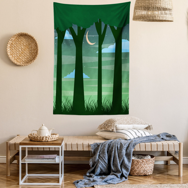 Dreamy Forest at Night Tapestry