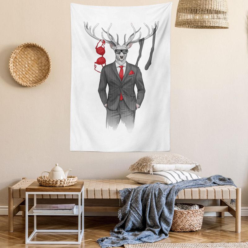 Womanizer Deer in Suit Art Tapestry