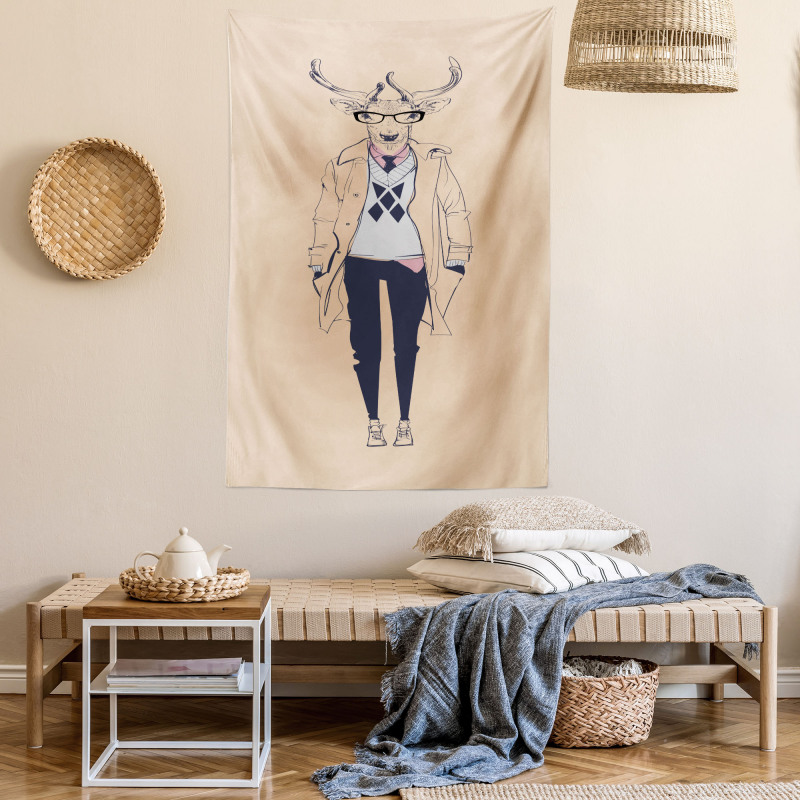 Modern Pastel Deer Animal Tapestry